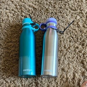 Contigo Blue and Silver Water Bottles